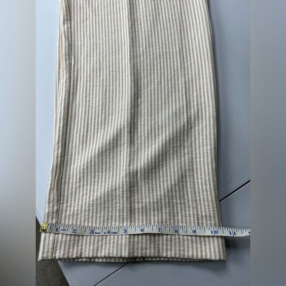 Maurices Wide Leg Pull On Tan White Striped Pants Womens Medium - Picture 10 of 10